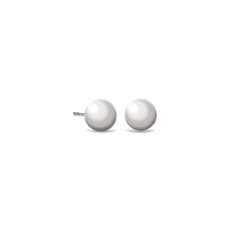 14k 白金球形圓珠釘款耳環（6 毫米）