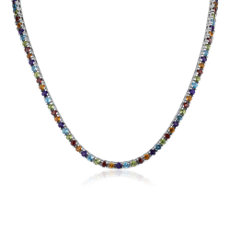 NEW Multi Colour Eternity Necklace in Sterling Silver (3mm)