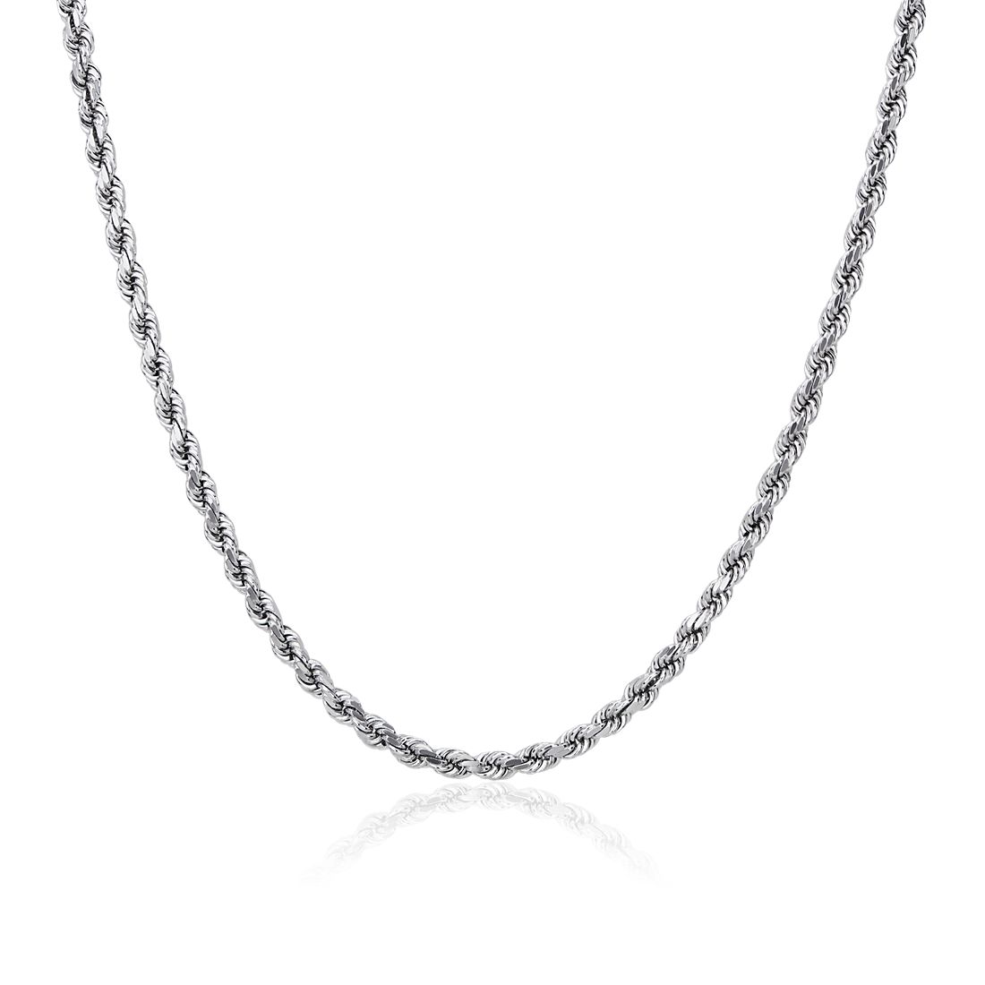 24" Men's Diamond Cut Rope Necklace in 14k White Gold (4.25 mm)