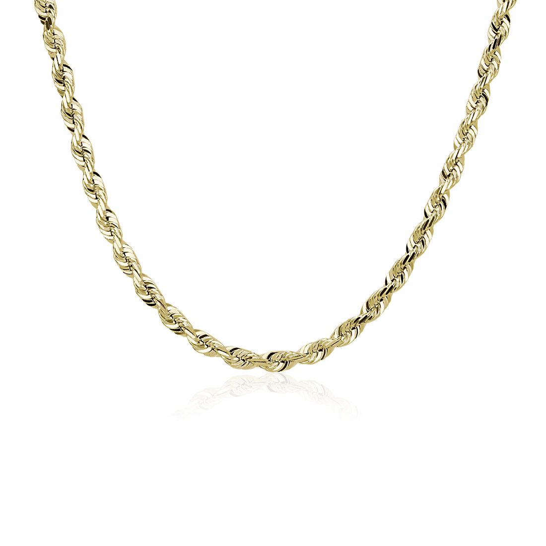 22" Men's Solid Diamond Cut Rope Chain in 14k Yellow Gold (5.5 mm)