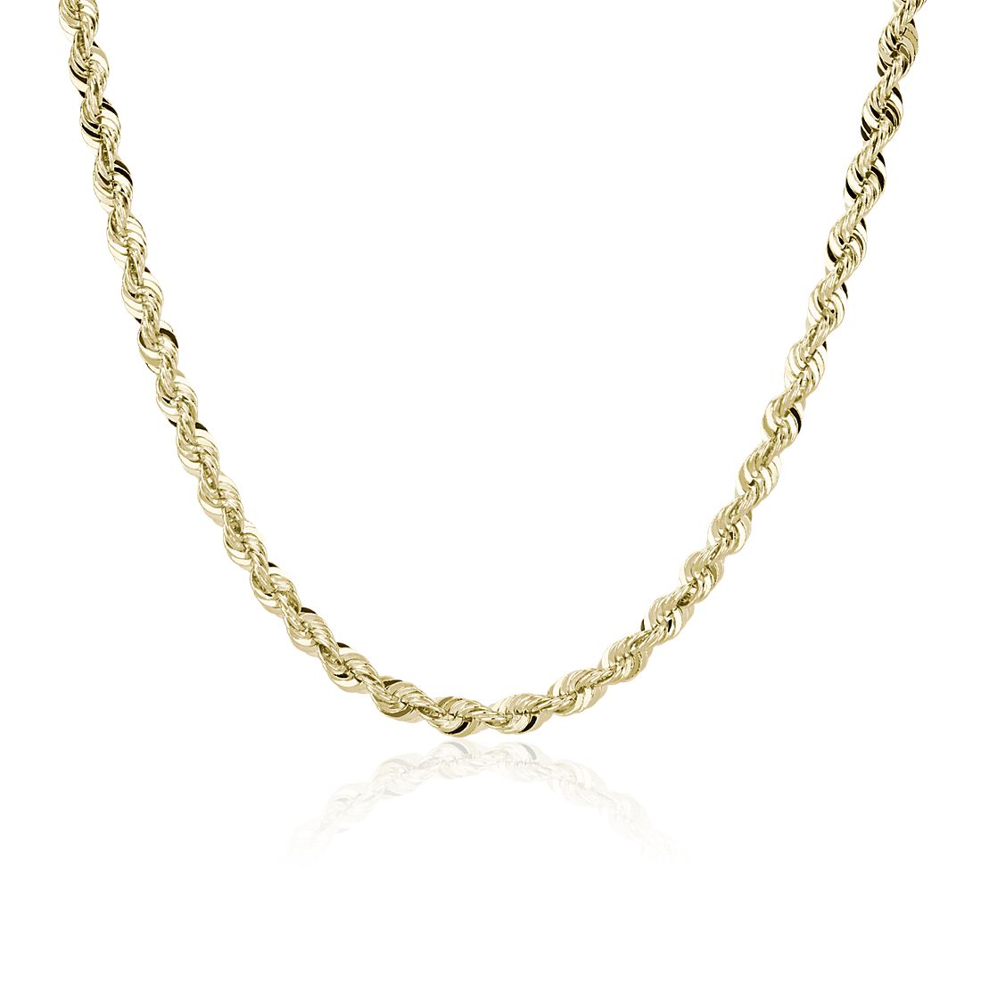 24" Men's Solid Diamond Cut Rope Necklace in 14k Yellow Gold (6 mm)