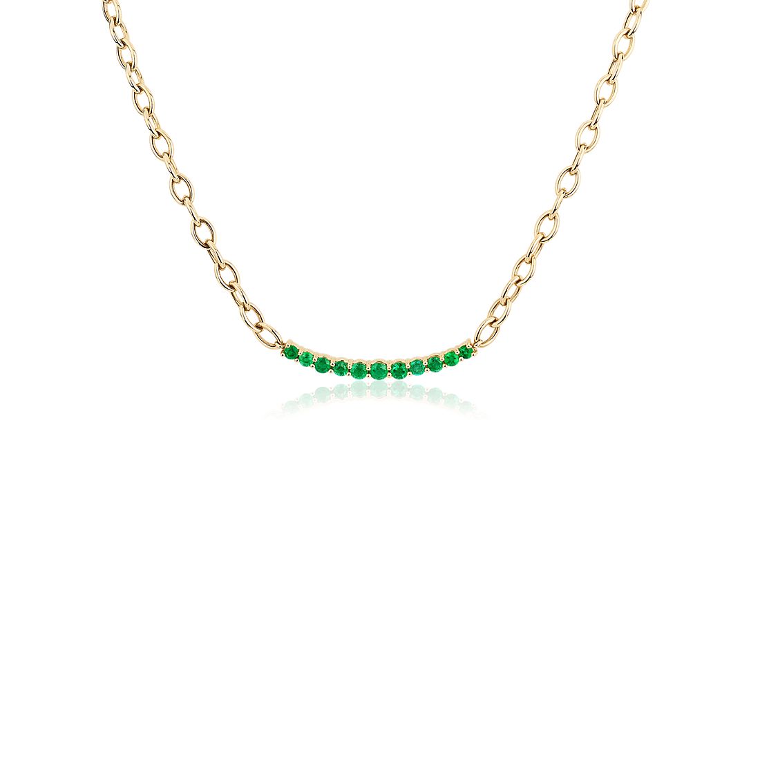 Emerald Smile Necklace in 14k Yellow Gold