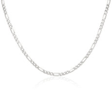 NEW 22&quot; Flat Figaro Chain in 14k White Gold (4 mm)