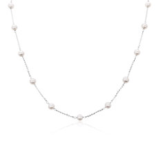Freshwater Pearl Stationed Necklace in Sterling Silver
