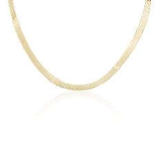 18" Herringbone Chain Necklace in 14k Italian Yellow Gold (5 mm)