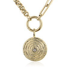 NEW 18&quot; Mixed Link Chain with Disc Charm in 14k Yellow Gold