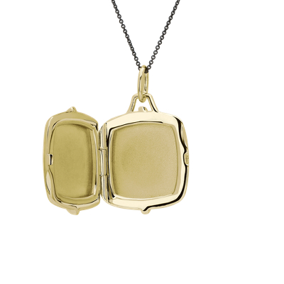 Monica Rich Kosann Green Enamel and White Topaz Locket in 18k Yellow Gold and Stainless Steel
