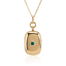 NEW Monica Rich Kosann Rectangular Locket with Round Emerald in 18k Yellow Gold