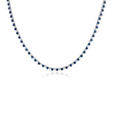 NEW Sapphire and 钻石 Alternating Size Eternity Necklace in 14k 白金 （2.5 毫米）