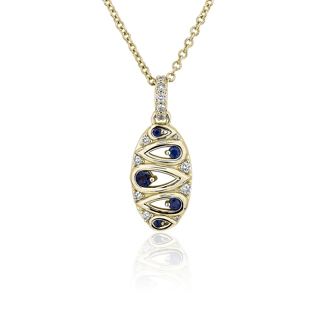 Sapphire and Diamond Pendant in 18k Yellow Gold