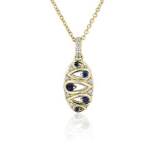 NEW Sapphire and Diamond Pendant in 18k Yellow Gold