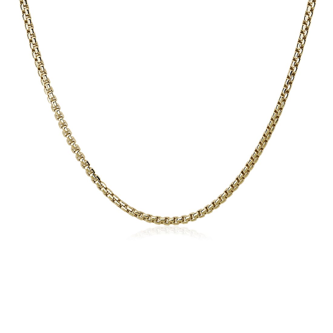 Semi-Solid Men's Round Box Chain in 14k Yellow Gold (3.6 mm)