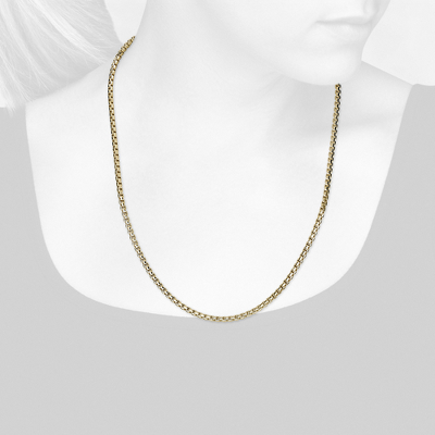 Closeup view of necklace on woman's neck