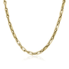 18" Small Twisted and High Polished Mixed Links Necklace in 14k Italian Yellow Gold (5.5 mm)