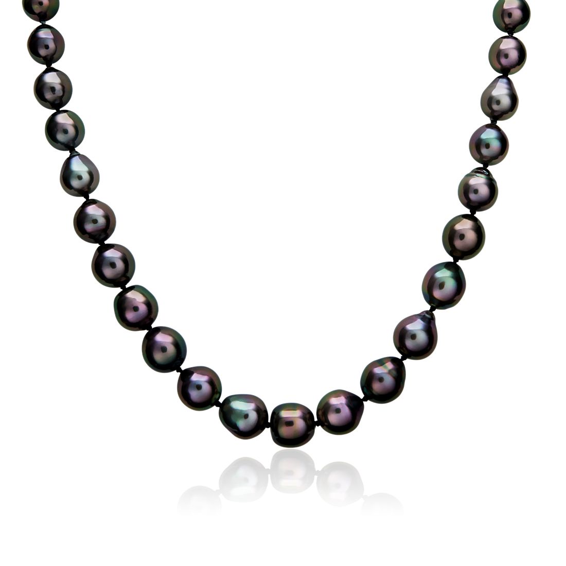 Baroque Tahitian Cultured Pearl Strand Necklace in 14k White Gold (8-10.5mm)