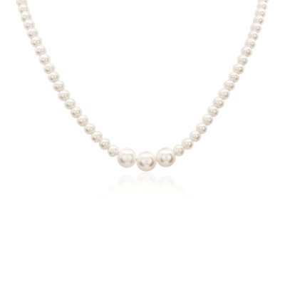 Dual Sized Freshwater Pearl Strand Necklace in 14k Yellow Gold