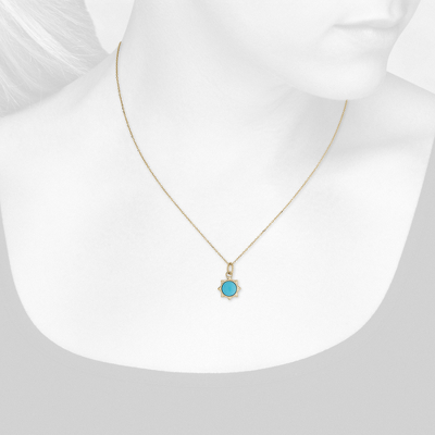 Closeup view of necklace on woman's neck