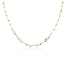 18&quot; Medium Paperclip Necklace in 14k Italian Yellow Gold (4 mm)