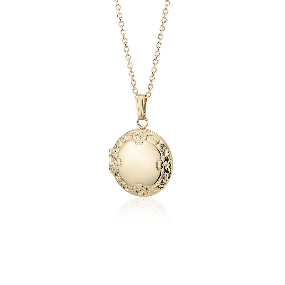 Petite Round Floral Locket in 14k Yellow Gold