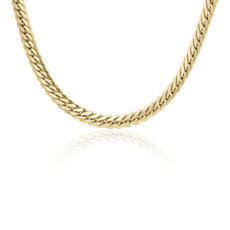 18&quot; Solid Wide Herringbone Necklace in 14k Italian Yellow Gold (7 mm)