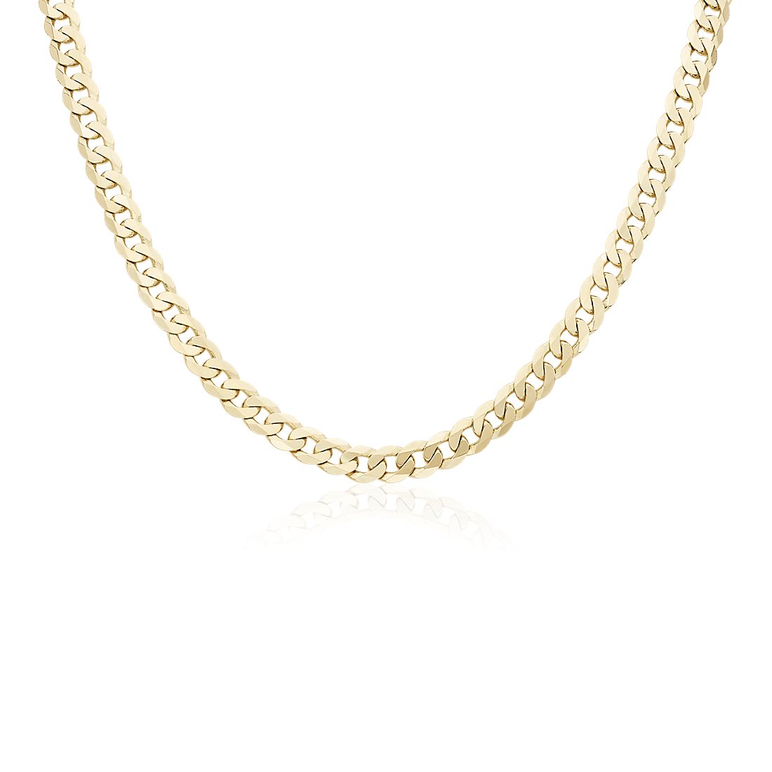 22" Men's Flat Beveled Curb Chain in 14k Yellow Gold (6.25 mm)