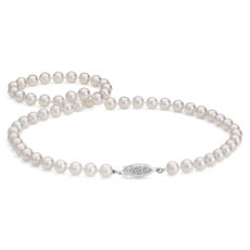Premier Akoya Cultured Pearl Strand Necklace in 18k White Gold (6.5-7.0mm)