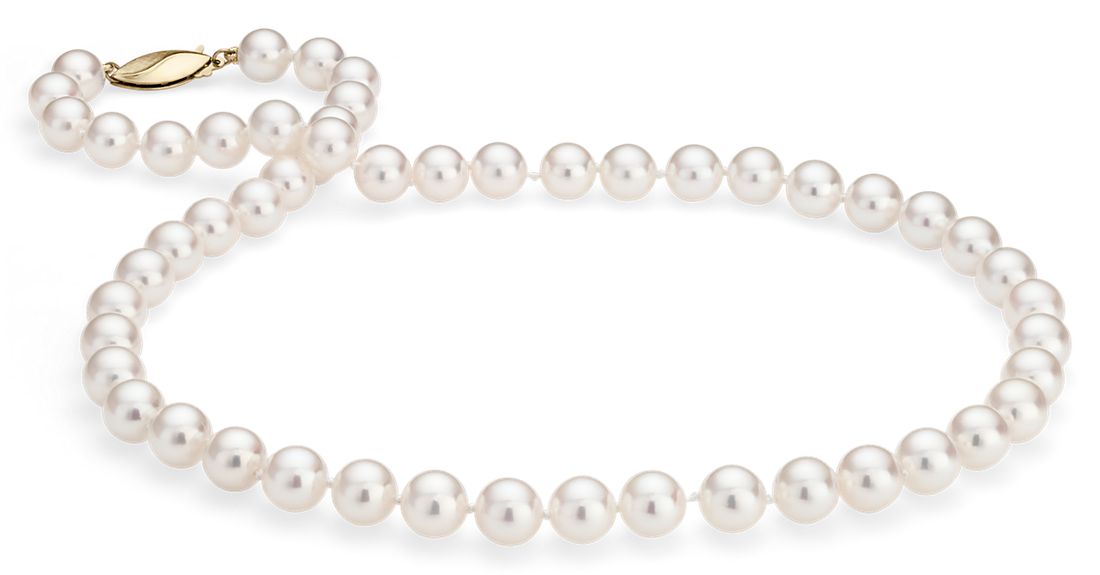 Classic Akoya Cultured Pearl Strand Necklace in 18k Yellow Gold (7.5-8.0mm)