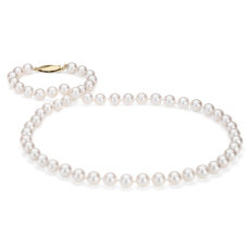 Collar clásico de perlas cultivadas de Akoya en oro amarillo de 18 k (6,5-7,0 mm)