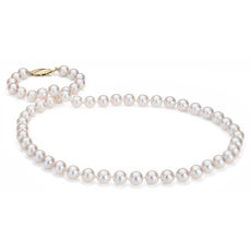 Classic Akoya Cultured Pearl Strand Necklace in 18k Yellow Gold (7.0-7.5mm)