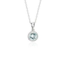 Aquamarine Rope Pendant in Sterling Silver (7mm)