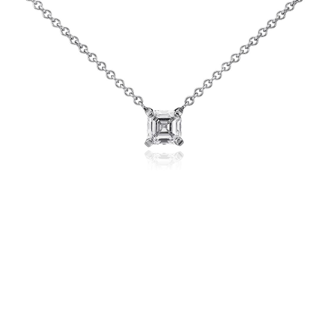 Asscher Diamond Solitaire Pendant in 14k White Gold (1/2 ct. tw.)
