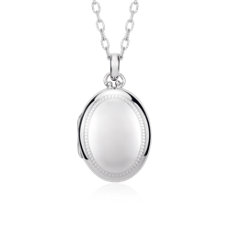 18&quot; Heirloom Beaded Edge Oval Locket in Sterling Silver