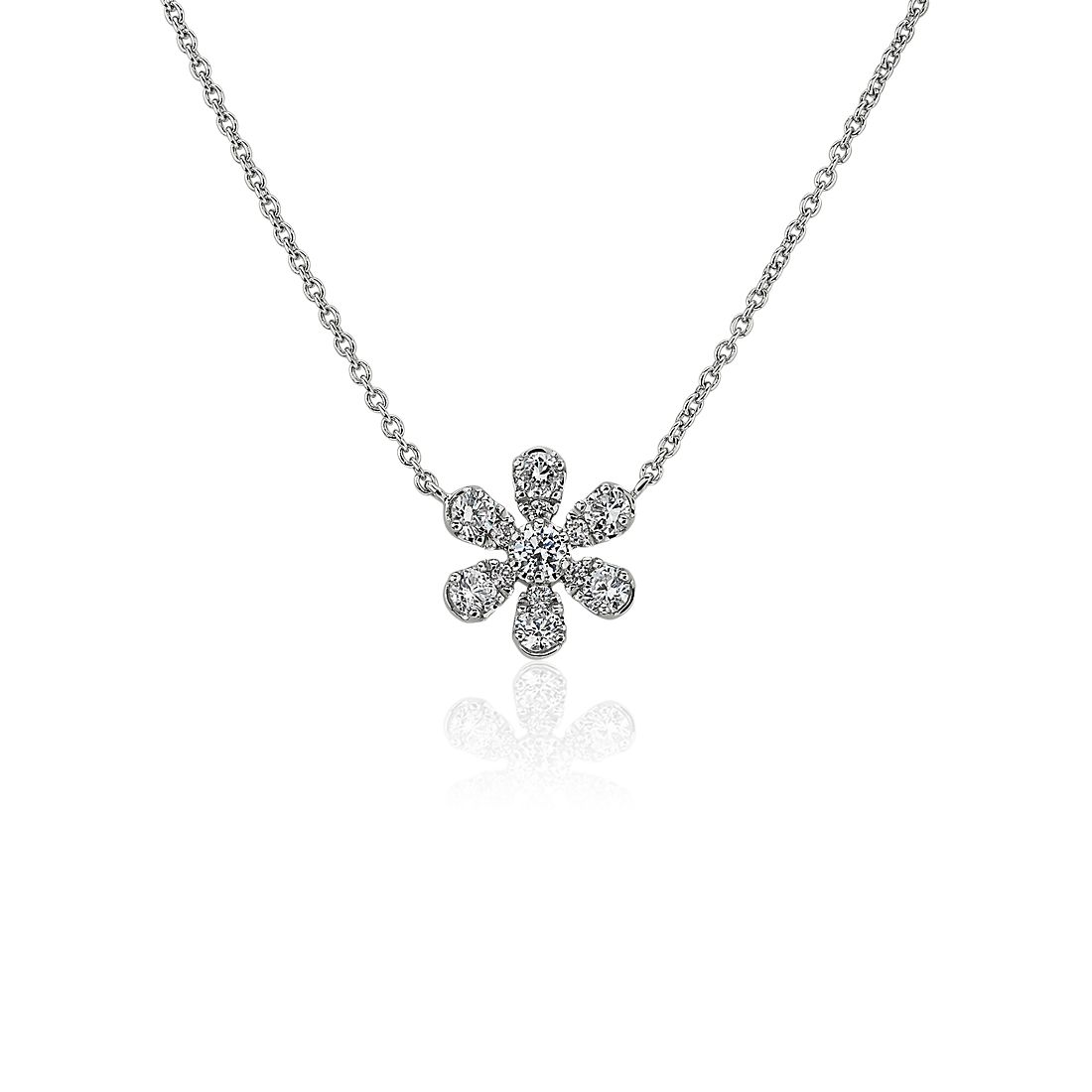 Blue Lily of the Nile Necklace in 18k White Gold (1/4 ctw.)