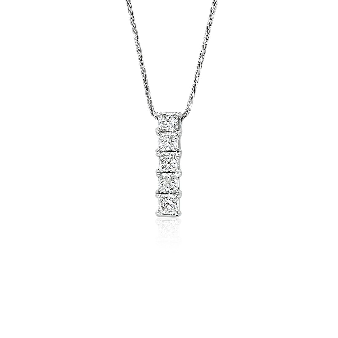 Blue Nile Signature Five-Stone Princess-Cut Diamond Pendant in Platinum (3/4 ct. tw.)