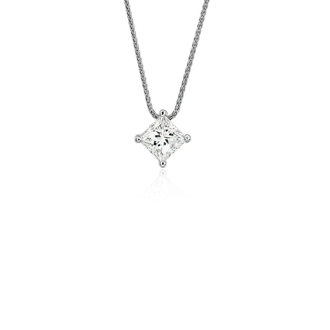 Blue Nile Signature Princess Cut Floating Diamond Solitaire Pendant in Platinum (1.00 ct. tw.)