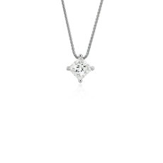 Blue Nile Signature Princess Cut Floating Diamond Solitaire Pendant in Platinum