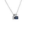 Blue Sapphire and Diamond Solitaire Pendant in 14k White Gold