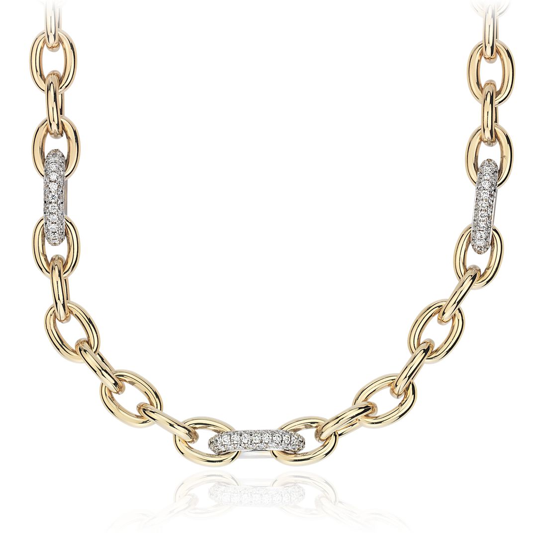 repollo Mathis Discriminación 42 cm Collar con eslabones de cadena y diamantes in oro amarillo italiano de  18k | Blue Nile