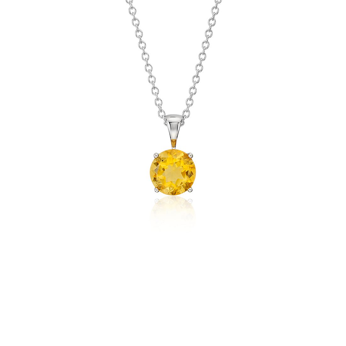 ALARRI 0.7 CTW 14K Solid White Gold Seeker Of Silence Citrine Necklace with 22 Inch Chain Length 