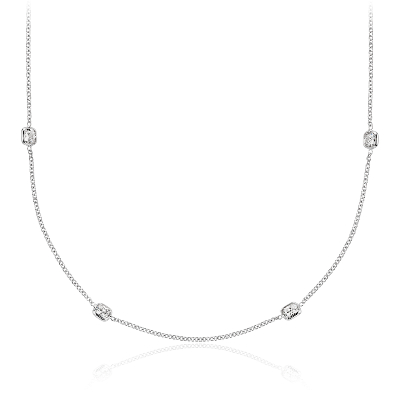 Fancies by the Yard Cushion-Cut Bezel Diamond Necklace in 18k White ...