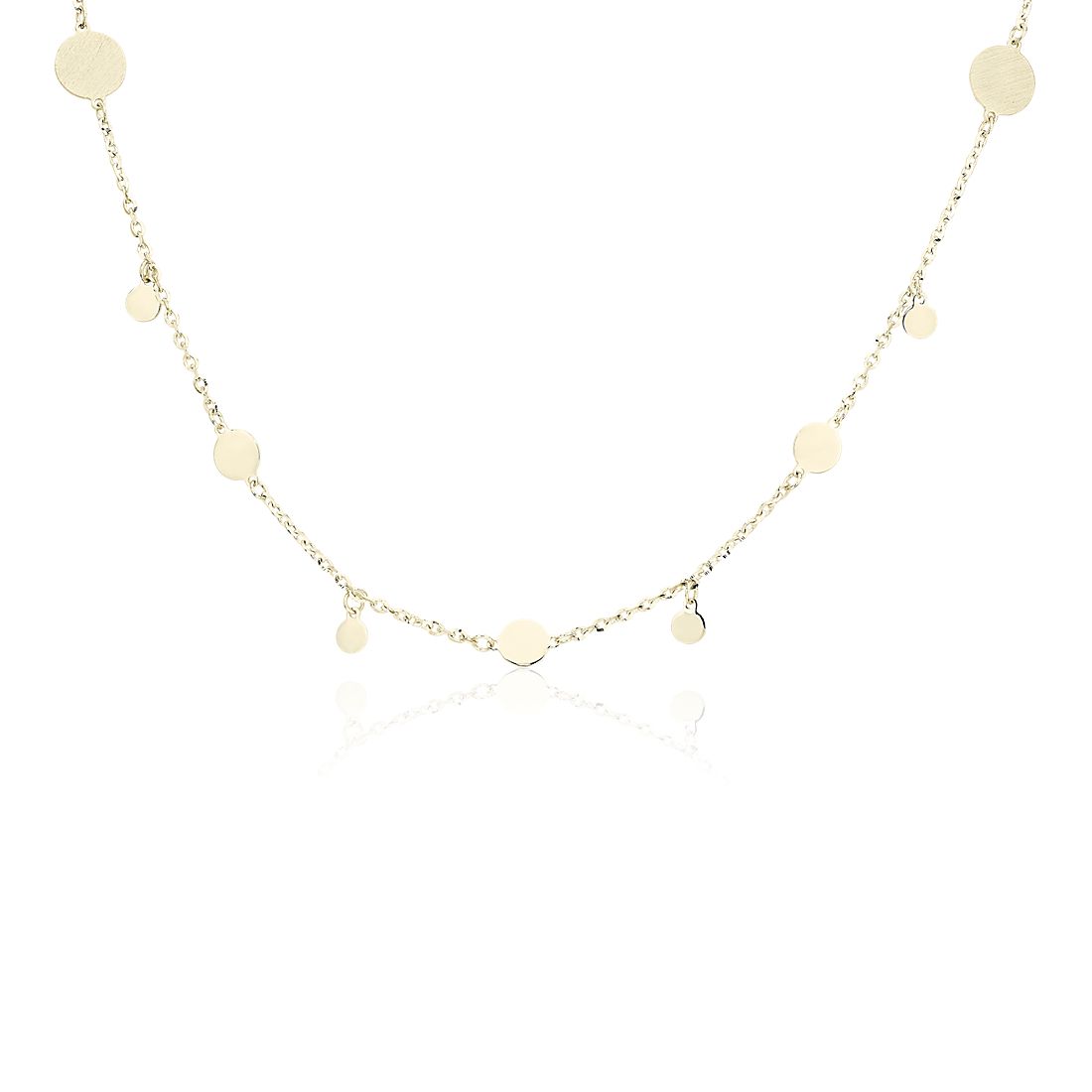 18" Dangling Disc Necklace in 14k Italian Yellow Gold (1.3 mm)