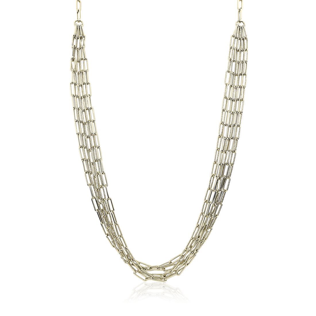 26" Five Row Paperclip Necklace in 14k Italian Yellow Gold