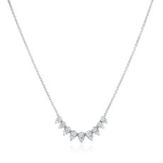 Diamond Pear Shape Smile Necklace in 14k White Gold (0.97 ct. tw.)