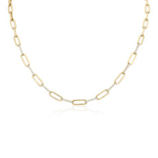 NEW Diamond Alternating Paperclip Necklace in 14k Yellow Gold (1/2 ct. tw.)