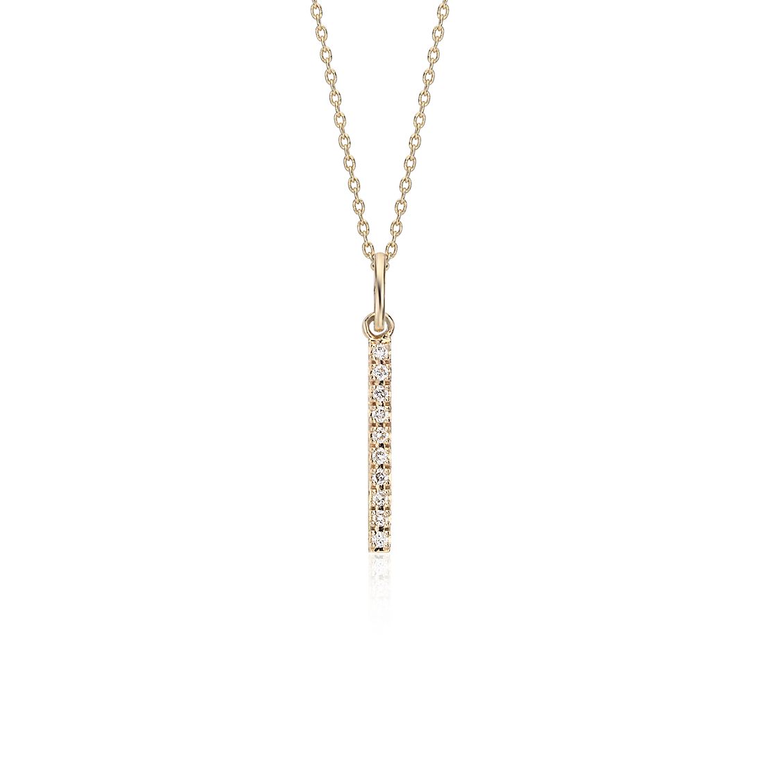 Mini Diamond Vertical Bar Necklace in 14k Yellow Gold