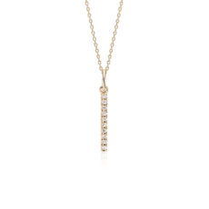 Mini Diamond Vertical Bar Necklace in 14k Yellow Gold