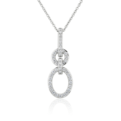 Diamond Chain Oval Link Pendant in 14k White Gold (1/2 ct. tw.) | Blue Nile
