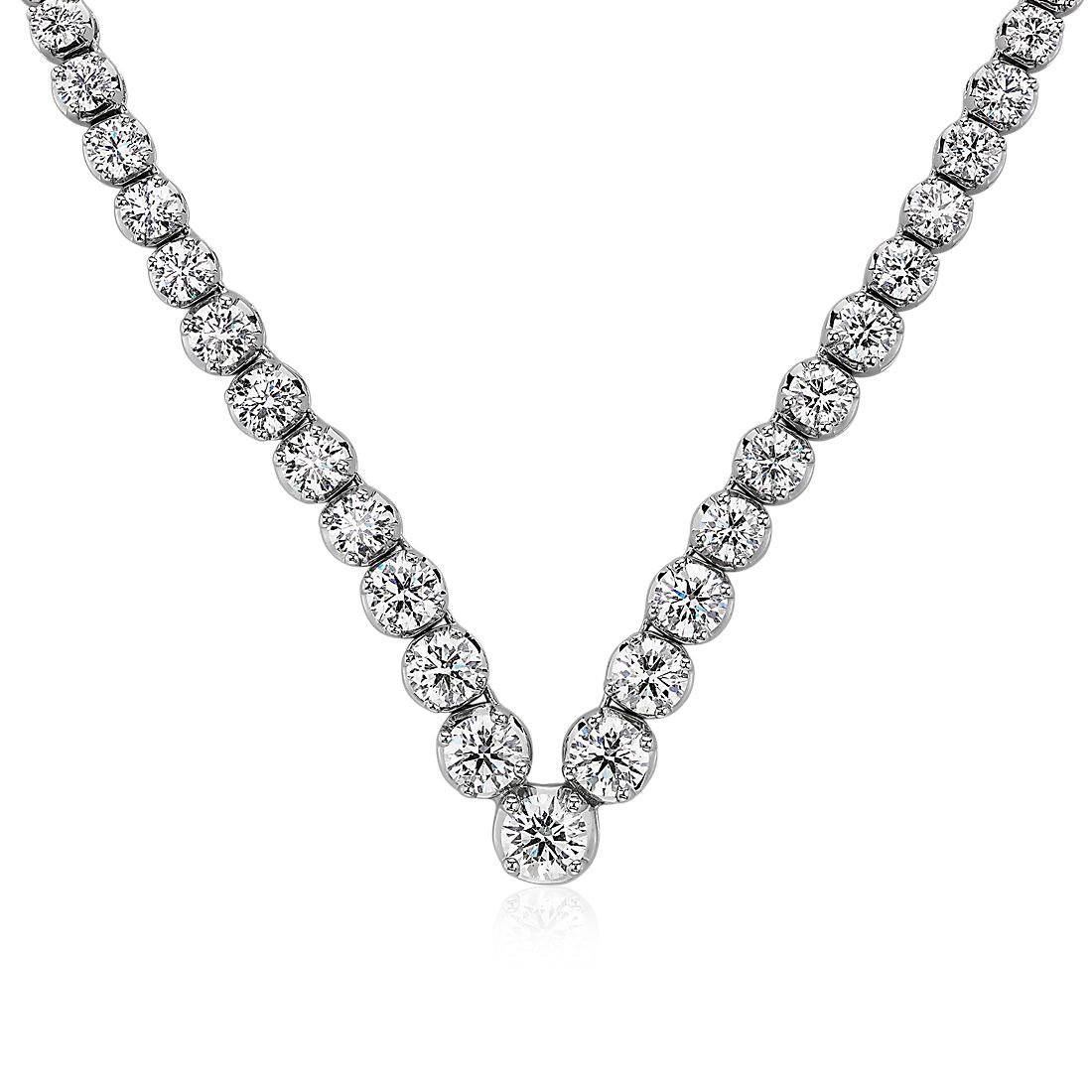 Diamond Chevron Eternity Necklace in 14k White Gold (15 ct. tw.)