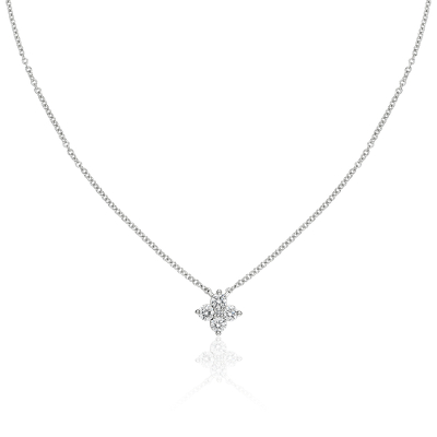 Diamond Clover Necklace in 14k White Gold (1/3 ct. tw.) | Blue Nile SG