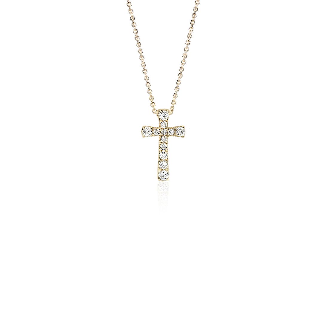 Petite Diamond Cross Pendant in 14k Yellow Gold 